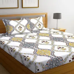 rumps Cotton, Microfiber King Fitted (Elastic) 350 TC Striped Bedsheet image 4