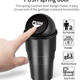 y.s. lifestyle company Multi-Purpose Pack of 2 Car Dustbins with Push Lid (Black & Black)| Car Trash Bin Bag image 2