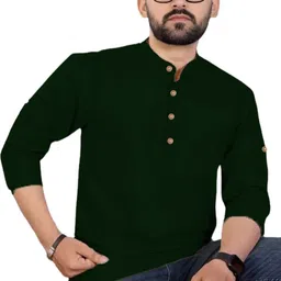 edin Pack of 2 Men Solid Pure Cotton Straight Kurta image 5