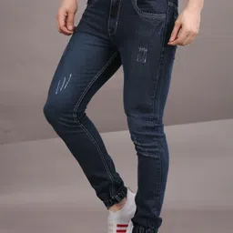 creatywitty Men Jogger Fit Mid Rise Dark Blue Jeans image 3
