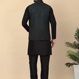 kraft india Men Silk Blend Kurta Pyjama Ethnic Jacket Set image 2