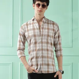 woxen Men Regular Fit Checkered Spread Collar Casual Shirt-picture-14
