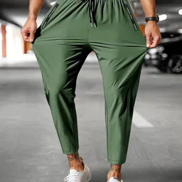 kizaar Men Solid Black Track Pants-picture-15