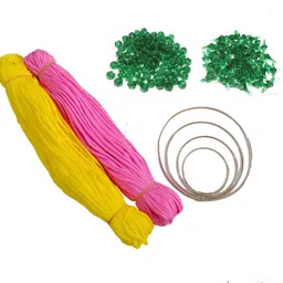 pushpa creation Macrame Craft Combo 2colour maceame cord,Green colour Beads and Bells and 4 nos of Metel rings-picture-19