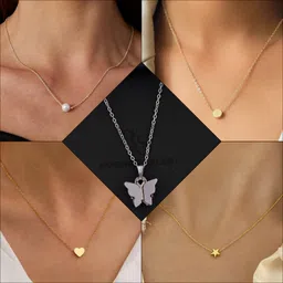 boghra sales combo pendant for girls Gold-plated, Silver, Rhodium Pearl, Crystal Brass, Silver, Alloy Pendant-picture-11