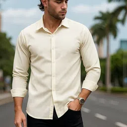 here&now Men Regular Fit Solid Casual Shirt image 2