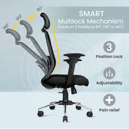 astride Erizo Ergonomic Office Chair|Multilock|4D Arm|Adjustable Head &Lumbar|Metal Base Mesh Office Executive Chair image 5