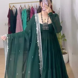 Solid Georgette Stitched Anarkali Gown-image-5