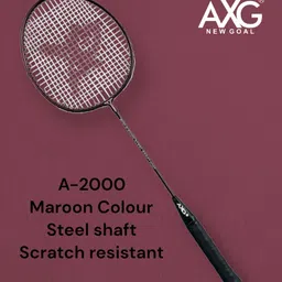 axg new goal Scratchless A-2000 Badminton Racquets set Of 2 with 3 Plastic Shuttles and Net Badminton Kit image 2