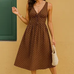 dressberry Women Fit and Flare Brown Midi/Calf Length Dress image 1