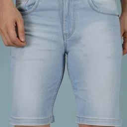 nivasu Solid Men Light Blue Denim Shorts image 5