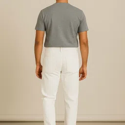 estrorax Men Slim Mid Rise White Jeans image 4