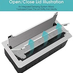 AKG TECHNICAL Pop Up Box Cable Cubby with HDMI, Audio, LAN, USB & Power Ports Smart Plug image 3