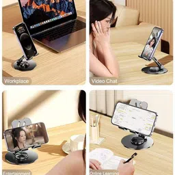 Auxiliary Adjustable Aluminum Mobile Stand for Desk | Foldable & 360° Rotatable Holder Mobile Holder image 3