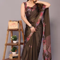 mirchi fashion Printed, Blocked Printed Daily Wear Chiffon, Georgette Saree image 4