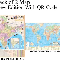 editone enterprises Pack of 2 Indian Political & World Physical Map | 70x100 cm / 28x40 inch | 90 GSM Thick Paper | Extra Quality Print | New Edition with QR Code | SSC, UPSC & Competitive Exams Paper Print Paper Print-picture-10