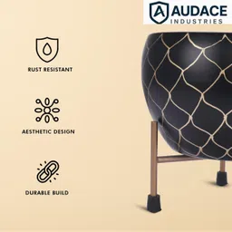 audace Designer Iron Table Top Planter | Handcrafted Pot with Powder Coating & Stand Iron Vase image 4