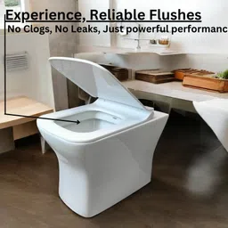 joyo cera META Floor Mount Western Toilet /European Commode OUTLET Is From Floor P TRAP FT KU Soft Close Seat Cover 56 X 39 X 37 cm (White Glossy Finish) for Bathroom Western Commode image 3