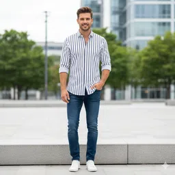 jiten Men Regular Fit Striped Button Down Collar Casual Shirt image 1