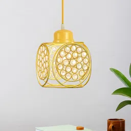 homesake Glossy Golden Crystal hanging light, ceiling lamp, Nordic E27 pendant, Ring Cube Ceiling Light Ceiling Lamp image 1
