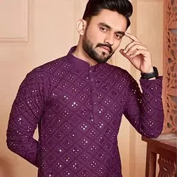 krudha Men Cotton Blend Kurta Pyjama Set image 2