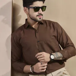 stoneberg Men Slim Fit Solid Spread Collar Formal Shirt-picture-20