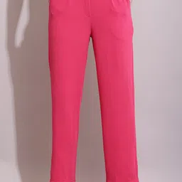 sqew Women Loose Fit Pink Polyester Trousers image 1