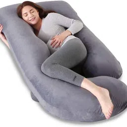 sk traders Premium quality J shape Polyester Fibre Solid Pregnancy Pillow Pack of 1-picture-16