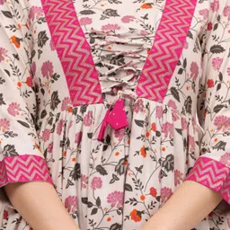 indianic Women Floral Print Viscose Rayon A-line Kurta image 4