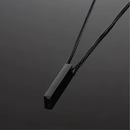 oscar enterprises Black Bar Pendant Silver Necklace For Men And Girls Silver Plated Stainless Steel Chain image 1