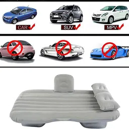 ccmm Universal Silver Car Bed With 2Pillows/Air Pump/knozzel For Travel/Camping-121 Universal Polyster Silver Car Bed For Travelling/Home/Camping-121 Car Inflatable Bed image 4