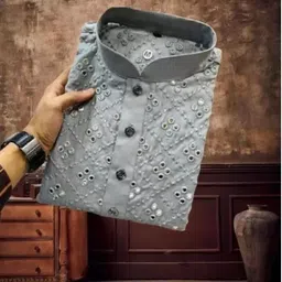 shivgarment Men Cotton Blend Kurta Pyjama Set image 3