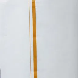 Ramraj Cotton Single layer Cream with 3/4 inch Gold Jari Border Solid Men Dhoti image 4