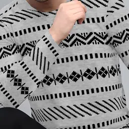 kelonbro Men Printed Round Neck Cotton Blend Grey T-Shirt image 4