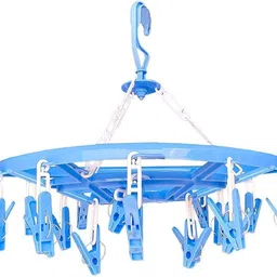 adjo enterprises 24 Clips Hanger Laundry Clothesline Hanging Rack for Drying Clothing Plastic Cloth Clips-picture-28