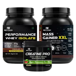 Beyond Fitness Super Pump Combo (100% Performance Whey Isolate Protein 1Kg-Mass Gainer Xxl 1Kg -3000Mg Creatine Pro 156Gm)-picture-31