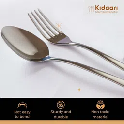 kidaari Cutlery ( Set of 12, Steel Spoons- 6 and Forks- 6), 100% Food Grade, Anti-Rust, Stainless Steel Dinner Fork Set image 4