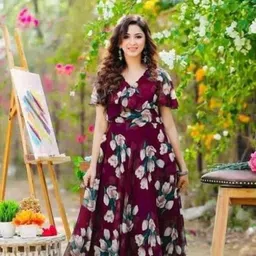 fashion2wear Women Fit and Flare Maroon, White, Dark Green Maxi/Full Length Dress-picture-25