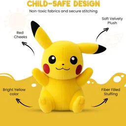 sakuya Adorable Pickachu Soft Toy Plush with Ultra-Soft Fabric Cuddly and Huggable Doll - 12 cm image 4