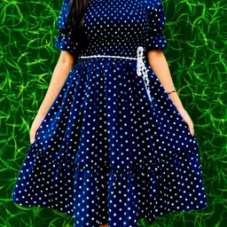 luxestyle Women Fit and Flare Dark Blue, White Knee Length Dress-picture-26