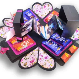 us ideal craft Chocolate Explosion Birthday Gift(12 CHOCOLATE EACH 10 RS & PINK HEART BOX) Box Greeting Card image 5