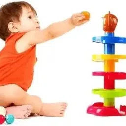 sr toys Roll Ball Toy for Kids with 5 Layer Ball Drop and Roll Swirling Tower for Baby image 4