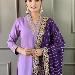 piludi Women Art Silk Kurti Pant Attached Dupatta Set image 2