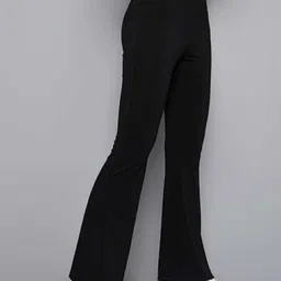 next one Women Flared Black Lycra Blend Trousers image 2