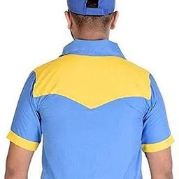 unisim Men Colorblock Polo Neck Polycotton Blue T-Shirt image 2