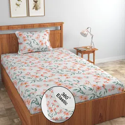 ameyaa 320 TC Cotton Single Printed Fitted (Elastic) Bedsheet-picture-18