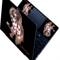 dzazner HD Printed Full Panel Laptop Skin Sticker Vinyl Fits Size Upto 15 inches No Residue, Bubble Free - Radha Krishna Black Self Adhesive Vinyl Laptop Decal 15.6-picture-32
