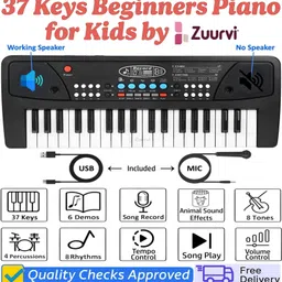 zuurvi 37 Keys Piano Musical Keyboard Toy with DC Power Option, Microphone & Recording-picture-12