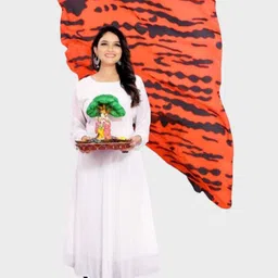 mr.jijaji collection Geometric Print Georgette Stitched Anarkali Gown image 3