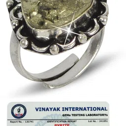 REIKI CRYSTAL PRODUCTS Certified Natural Pyrite Adjustable Crystal Stone Ring for Unisex Platinum ring-picture-30
